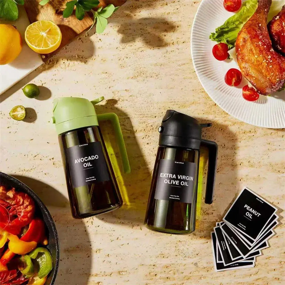 Olive Oil Sprayer Dispenser for Cooking – 2-in-1 Spray & Pour Glass Bottle 470ml (16oz) My Store
