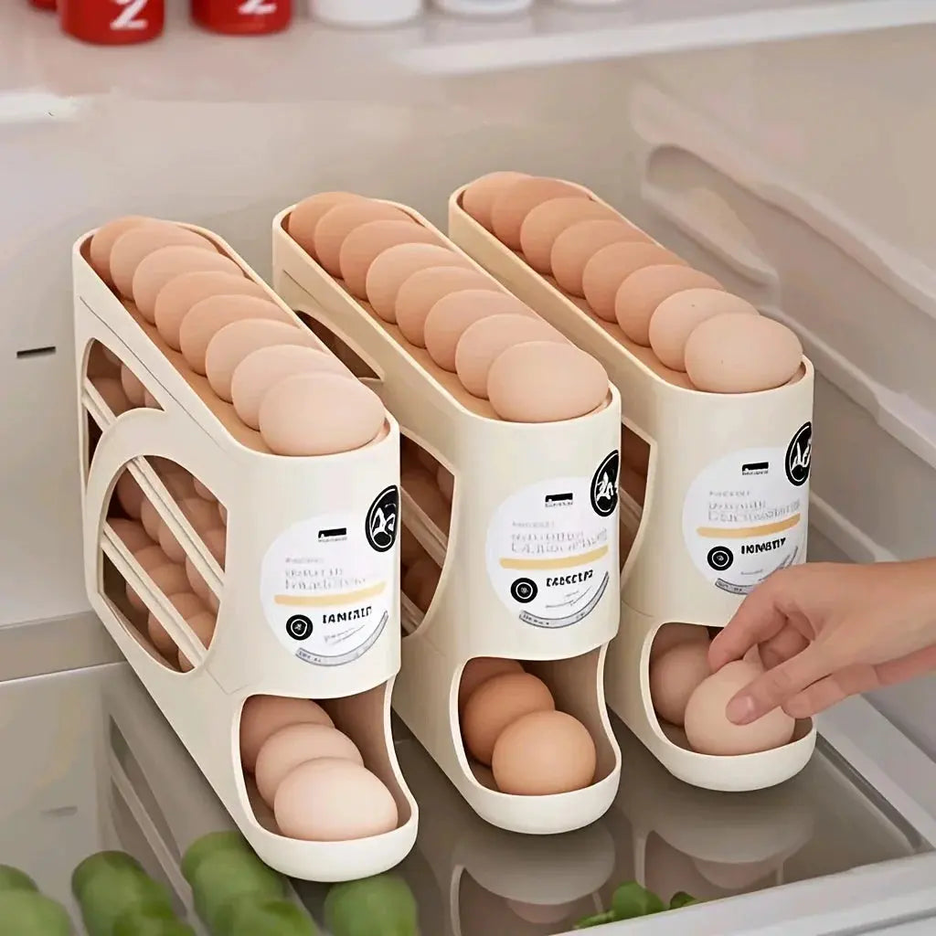 3-Tier Rolling Egg Storage Container for Refrigerator (24-Egg Capacity) My Store