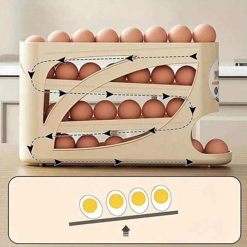 3-Tier Rolling Egg Storage Container for Refrigerator (24-Egg Capacity) My Store