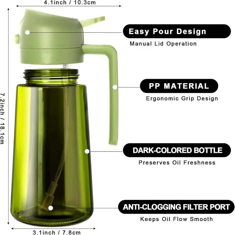 Olive Oil Sprayer Dispenser for Cooking – 2-in-1 Spray & Pour Glass Bottle 470ml (16oz) My Store